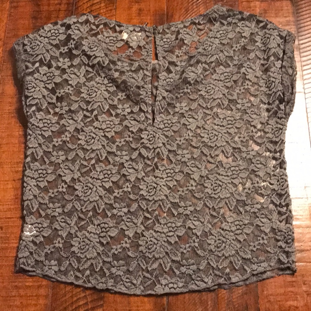 AERIE Lace Gray Top Sz XS - Picture 6 of 8